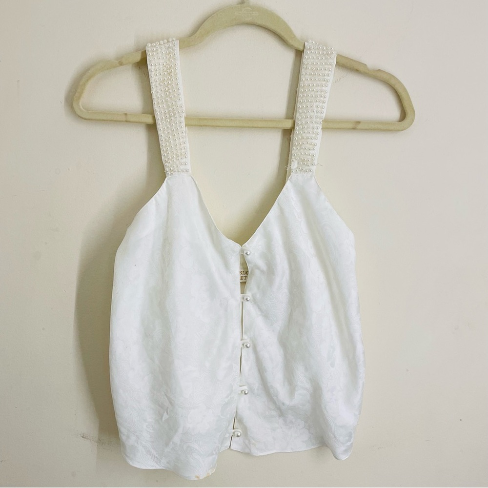 Victoria’s Secret Gold Label Vintage Camisole Satin Top - Pearl Details size M